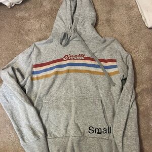 O'Neill Heather Gray Hoodie with Colorful Stripes